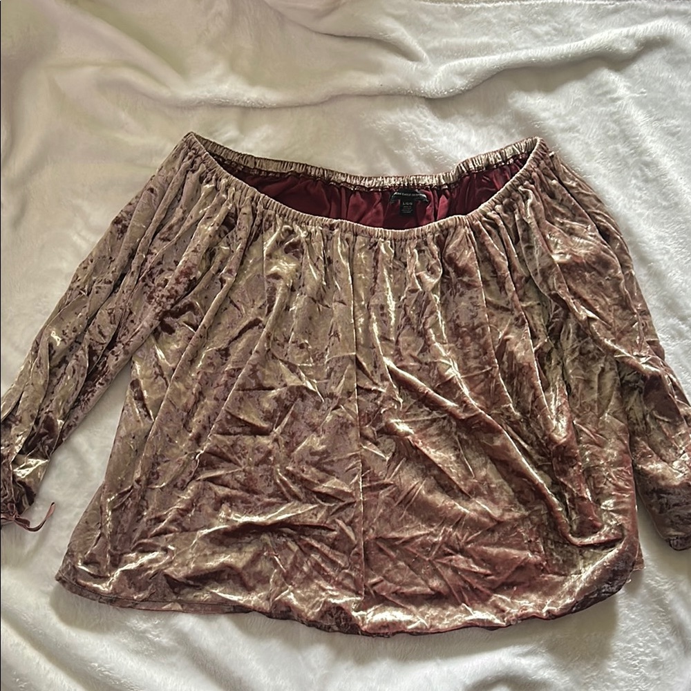 Velvet Off-Shoulder Top in Pink
